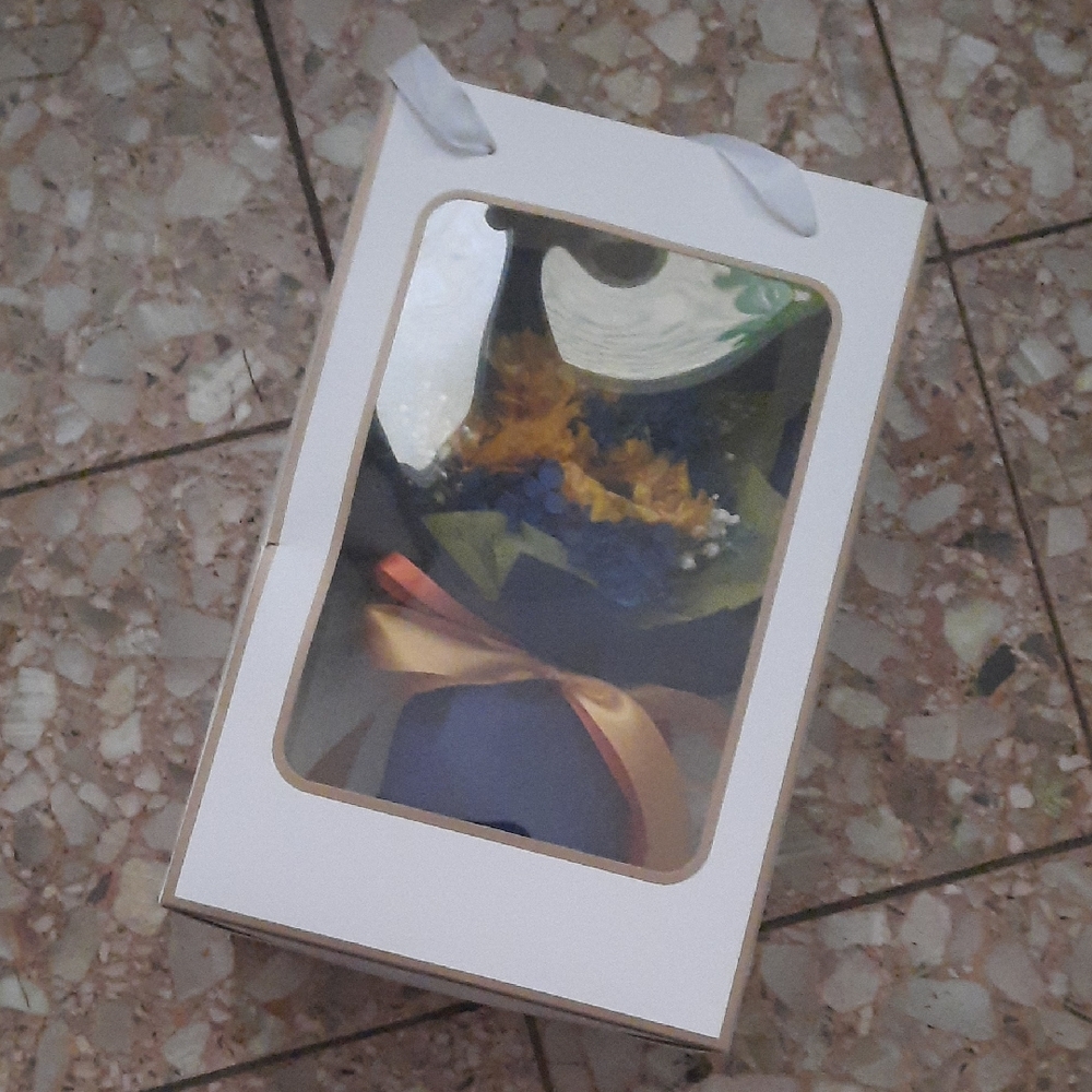 Decorative "Eternal" Blue Bouquet Gift Box with Ribbon